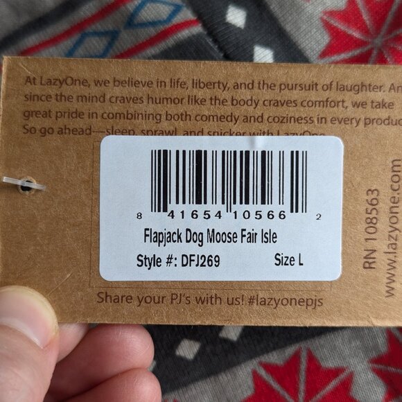 NWT LAZY ONE Dog pjs, doggy pyjamas size L moose print onsie - Picture 6 of 8